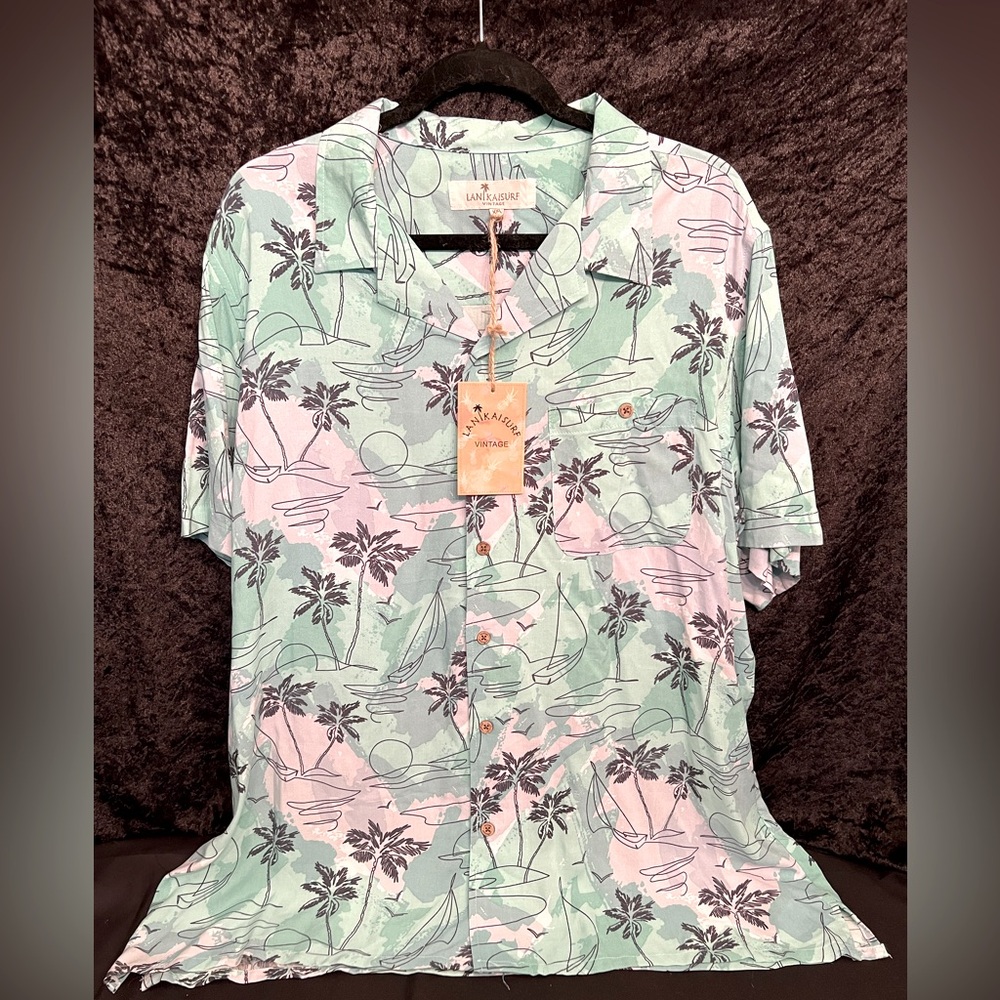 Lanikai Surf Vintage NWT Men’s Mint Green Hawaiian Print Shirt. Size XXL. E198